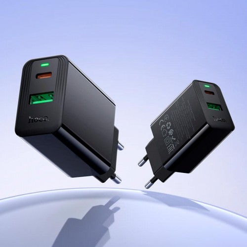 Адаптер мережевий HOCO C to C cable Leader charger set CS94A |1USB/1Type-C, PD/QC, 20W/3A| black