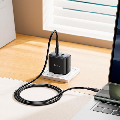 Адаптер мережний HOCO Upgrade charger C158A |1USB/1Type-C, 45W/3A, PD/QC| black