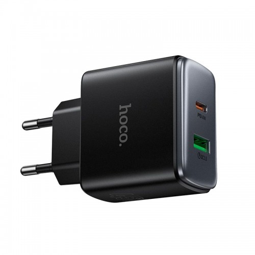 Адаптер мережний HOCO Upgrade charger C158A |1USB/1Type-C, 45W/3A, PD/QC| black