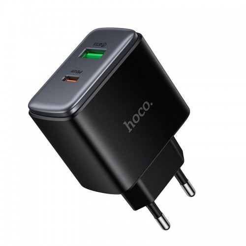 Адаптер мережний HOCO Upgrade charger C158A |1USB/1Type-C, 45W/3A, PD/QC| black