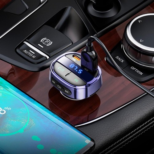 Адаптер автомобильный HOCO car BT FM transmitter E70 |2USB/Type-C, PD/QC, 30W/3A|