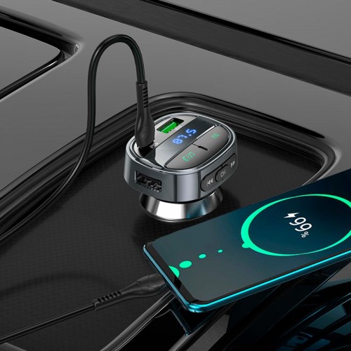 Адаптер автомобильный HOCO car BT FM transmitter E70 |2USB/Type-C, PD/QC, 30W/3A|