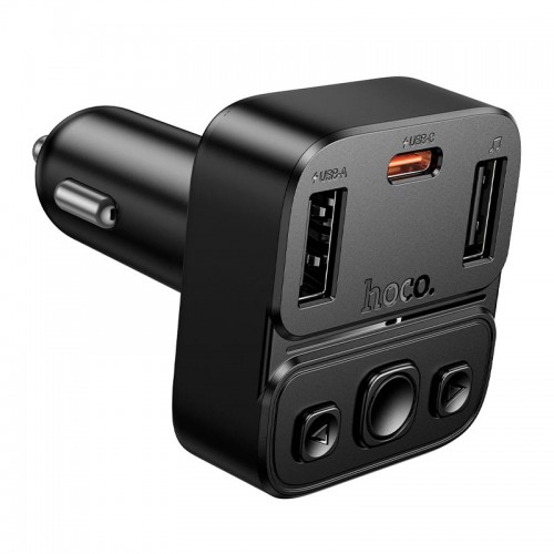 Адаптер автомобильный HOCO Delta car BT FM transmitter E87 |2USB/1Type-C, 35W/3A, PD/QC|