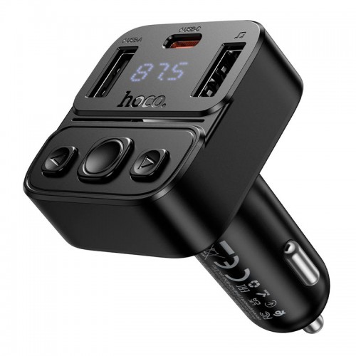 Автомобільний адаптер HOCO Delta car BT FM transmitter E87 |2USB/1Type-C, 35W/3A, PD/QC| black