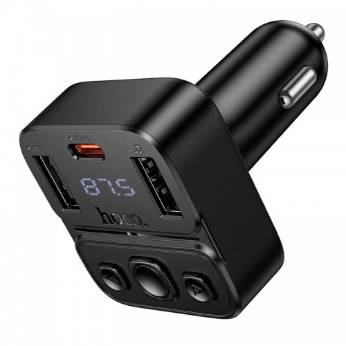 Автомобільний адаптер HOCO Delta car BT FM transmitter E87 |2USB/1Type-C, 35W/3A, PD/QC| black