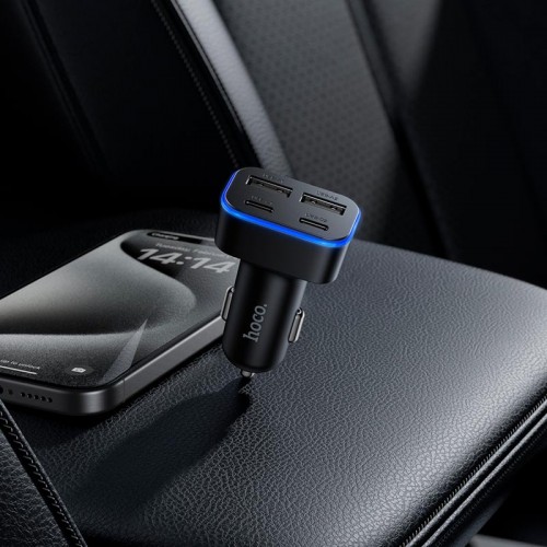 Адаптер автомобільний HOCO Barry f6-port car charger Z63 |2USB/2Type-C, 15W/3A| black