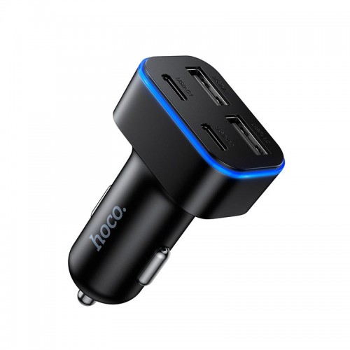 Адаптер автомобільний HOCO Barry f6-port car charger Z63 |2USB/2Type-C, 15W/3A| black