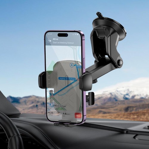 Тримач HOCO Gamble one-button Car holder H65 (center console) |4.5-7"| black