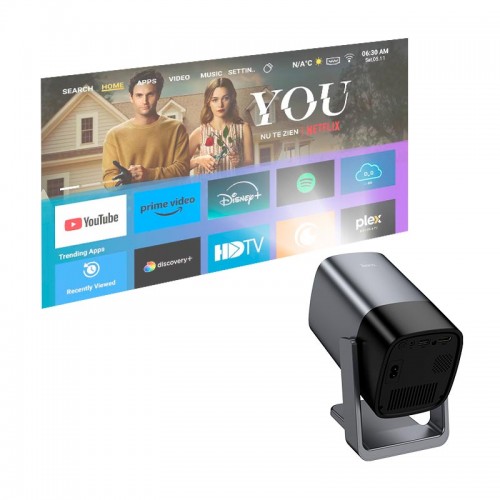 Проектор HOCO Smart electric focus projector DT7 (1080P Android version) |2.4G/5G, 1/32GB, AUX/USB/HDMI| metal-grey