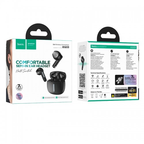 Наушники HOCO Gem wireless BT headset EQ33 (App) |BT5.4, 40/300mAh, 7h| black