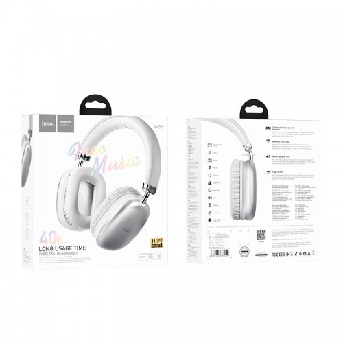 Навушники Hoco wireless headphones W35 |BT5.3, AUX/TF, 40h| silver