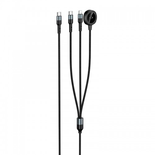 Зарядка Qi HOCO iWatch+Type-C/Lightning 3-in-1 charging cable CW64 black