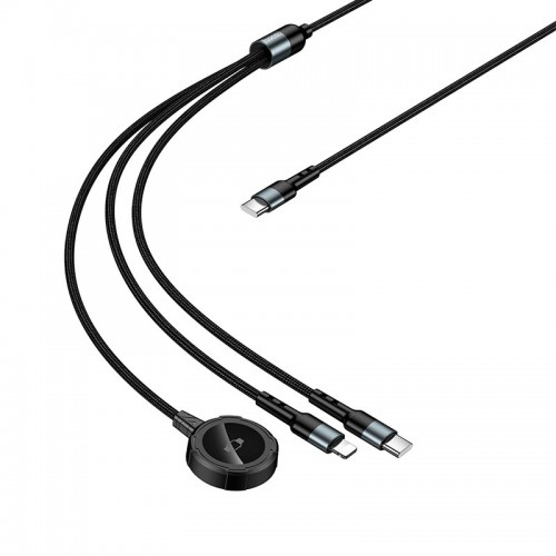 Зарядка Qi HOCO iWatch+Type-C/Lightning 3-in-1 charging cable CW64 black