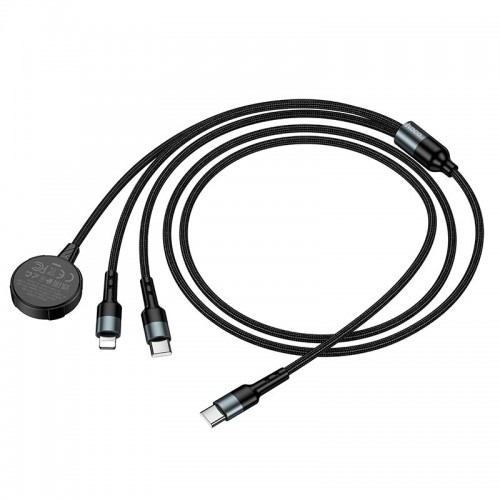 Зарядка Qi HOCO iWatch+Type-C/Lightning 3-in-1 charging cable CW64 black