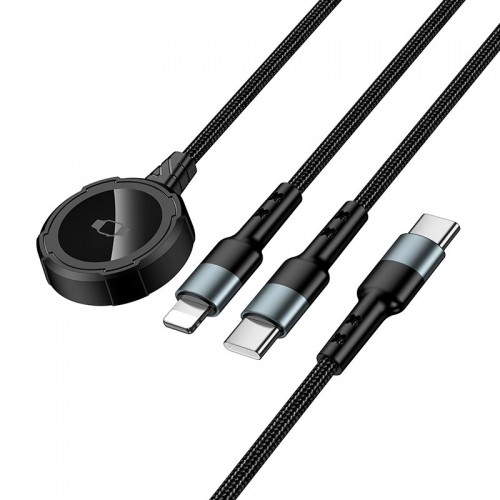 Зарядка Qi HOCO iWatch+Type-C/Lightning 3-in-1 charging cable CW64 black