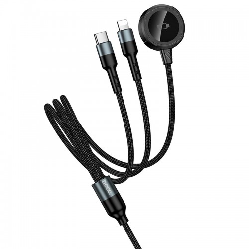 Зарядка Qi HOCO iWatch+Type-C/Lightning 3-in-1 charging cable CW64 black