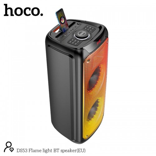 Акустика-караоке HOCO Flame light BT speaker DS53 |BT5.0, TWS, TF/USB/AUX, 40Wx2 (120W Max), 3H, 2mic, remorte| black