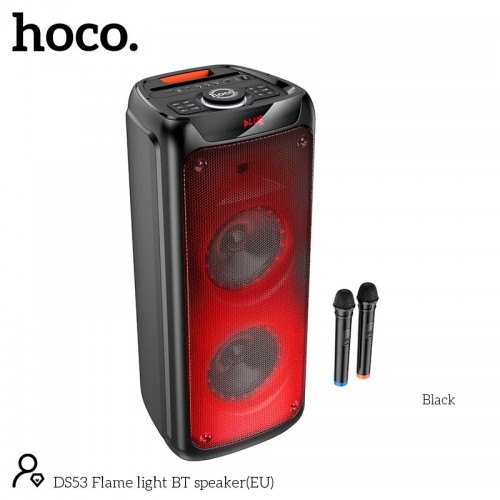 Акустика-караоке HOCO Flame light BT speaker DS53 |BT5.0, TWS, TF/USB/AUX, 40Wx2 (120W Max), 3H, 2mic, remorte| black