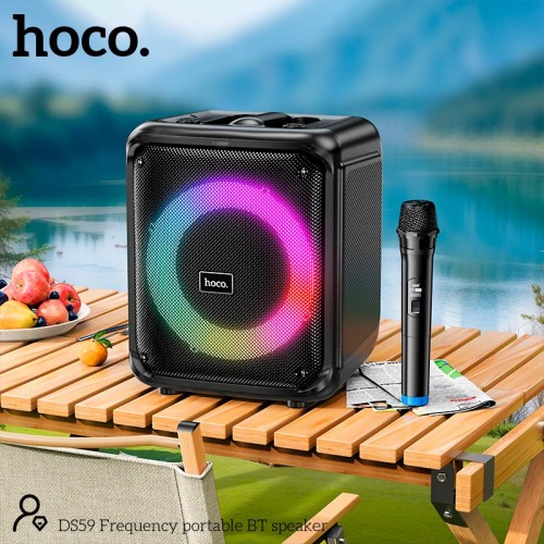 Акустика-караоке HOCO Frequency portable BT speaker DS59 |BT5.0, TF/USB/AUX, 40W, 4H, 1mic| black