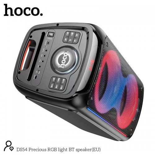 Акустика-караоке HOCO Precious RGB Light BT speaker DS54 |BT5.0, TWS, TF/USB/AUX, 25Wx2, 3H, 1mic, remorte| black