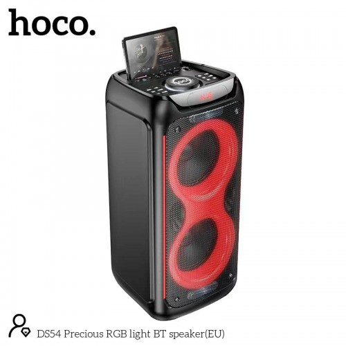 Акустика-караоке HOCO Precious RGB Light BT speaker DS54 |BT5.0, TWS, TF/USB/AUX, 25Wx2, 3H, 1mic, remorte| black
