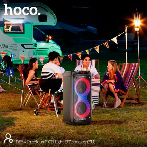 Акустика-караоке HOCO Precious RGB Light BT speaker DS54 |BT5.0, TWS, TF/USB/AUX, 25Wx2, 3H, 1mic, remorte| black