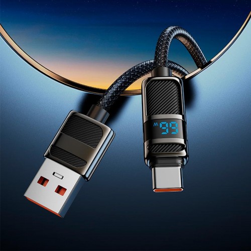 Кабель Hoco Type-C Line charging data cable with display U137 |1.2m, 5A/66W| black