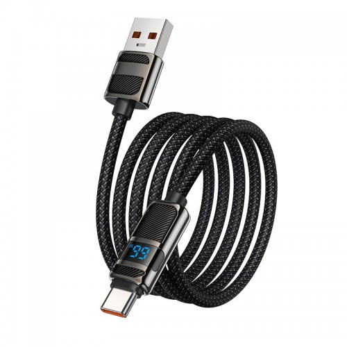Кабель Hoco Type-C Line charging data cable with display U137 |1.2m, 5A/66W| black