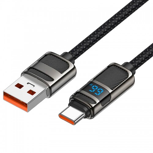 Кабель Hoco Type-C Line charging data cable with display U137 |1.2m, 5A/66W| black