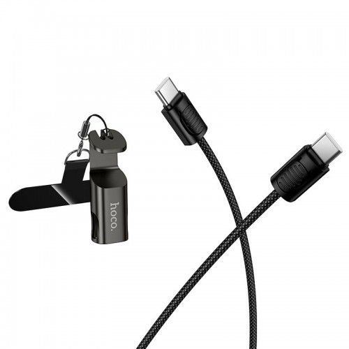 Кабель HOCO Type-C to Type-C Experto lanyard charging data cable X126 |0.35m, 5A, 60W| black