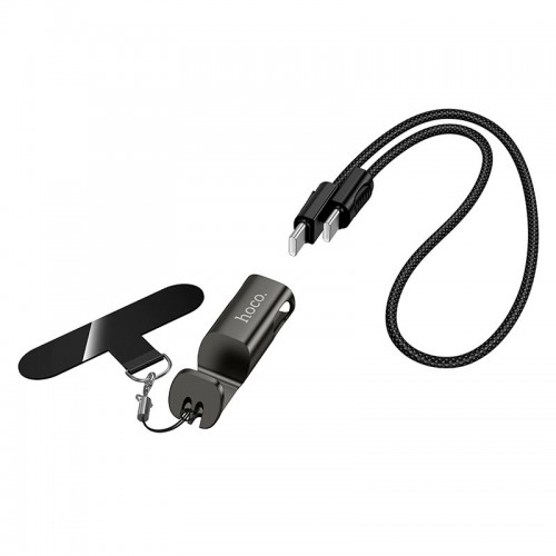 Кабель HOCO Type-C to Type-C Experto lanyard charging data cable X126 |0.35m, 5A, 60W| black