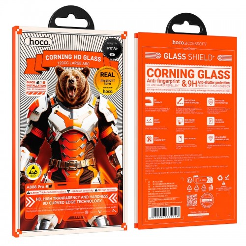 Защитное стекло HOCO для iPhone 17 Air Bear Shield series Corning full screen HD tempered glass (A888 Pro)