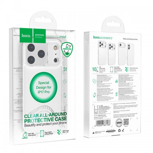 Чохол HOCO для iPhone 17 Pro Airbag anti-fall protective case transparent