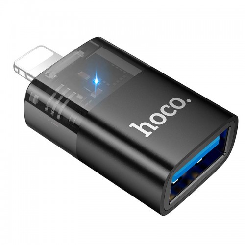 Перехідник Hoco iP male to USB female OTG transparent adapter UA36 |480Mbps| black