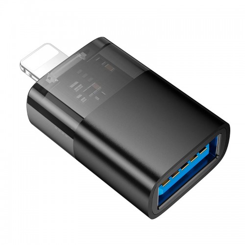Перехідник Hoco iP male to USB female OTG transparent adapter UA36 |480Mbps| black