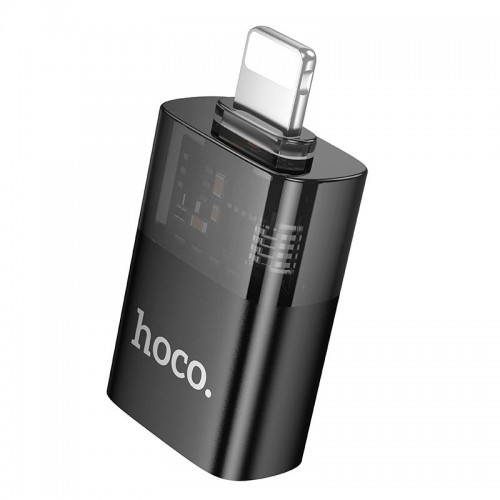 Перехідник Hoco iP male to USB female OTG transparent adapter UA36 |480Mbps| black