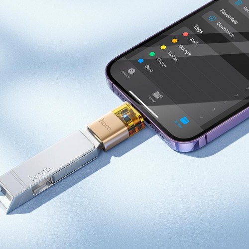 Перехідник Hoco iP male to USB female OTG transparent adapter UA36 |480Mbps| black