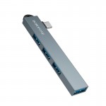 Перехідник BOROFONE 4-in-1 converter (Type-C to USB2.0*3+USB3.0) FH1A |5Gbps| metal-grey