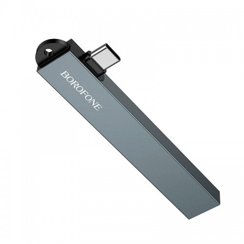 Перехідник BOROFONE 4-in-1 converter (Type-C to USB2.0*3+USB3.0) FH1A |5Gbps| metal-grey