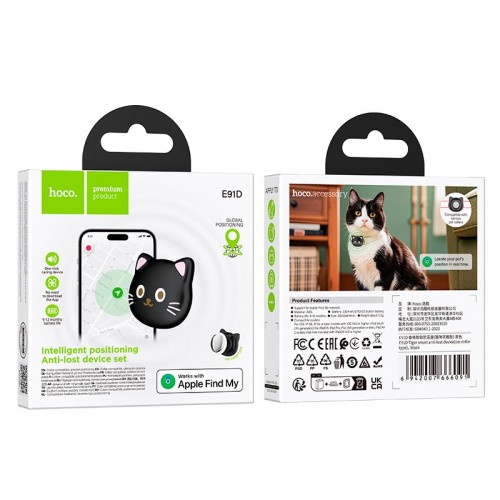 Пошуковий трекер HOCO Tiger smart anti-lost device E91D (cat collar type) |9-12 month| black