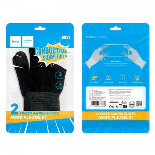 Игровой рукав для пальцев HOCO Eagle Claw silver fiber two-finger gaming gloves GA21