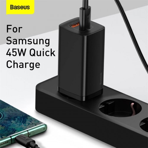 Сетевой адаптер BASEUS GaN2 Lite Quick Charger |1USB/1Type-C, 65W/3A, PD/QC| (CCGAN2L-B02) белый