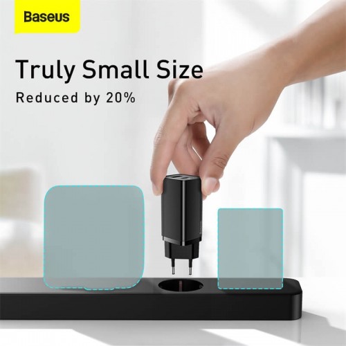 Сетевой адаптер BASEUS GaN2 Lite Quick Charger |1USB/1Type-C, 65W/3A, PD/QC| (CCGAN2L-B02) белый