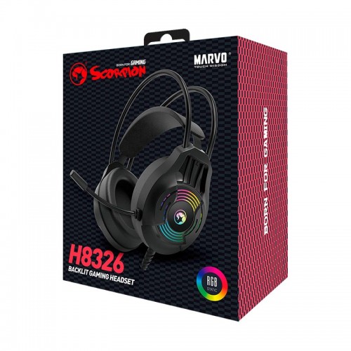 Навушники MARVO Wired Headset H8326 |USB+3.5mm, RGB| black