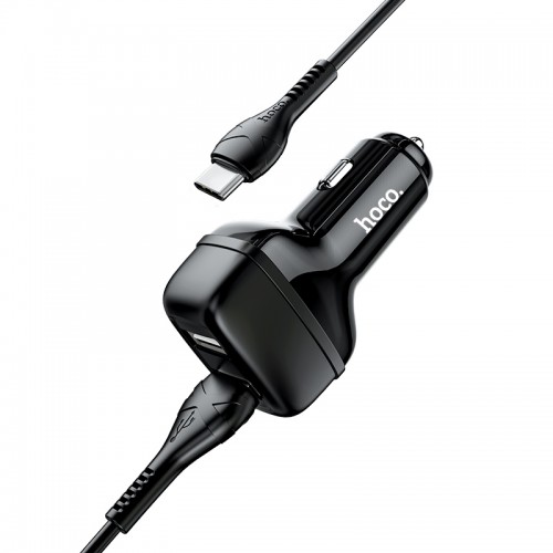 Адаптер автомобільний Hoco Type-C Cable Leader Z36 |2USB, 2.4A| white