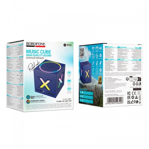 Акустика Borofone Rubik cube sports BT speaker royal BR101 |BT5.4, AUX/TF, TWS, 5W, 5H| blue