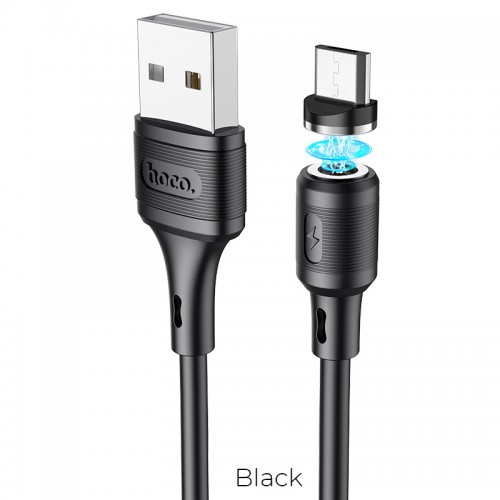 Кабель Hoco Micro USB Магнітний Sereno magnetic charging cable X52 |1.2m, 2.4A| black