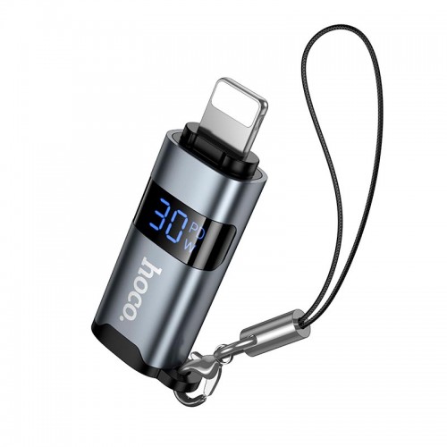 Перехідник HOCO Lightning male to Type-C female screen display adapter UA44 |PD 30W| grey