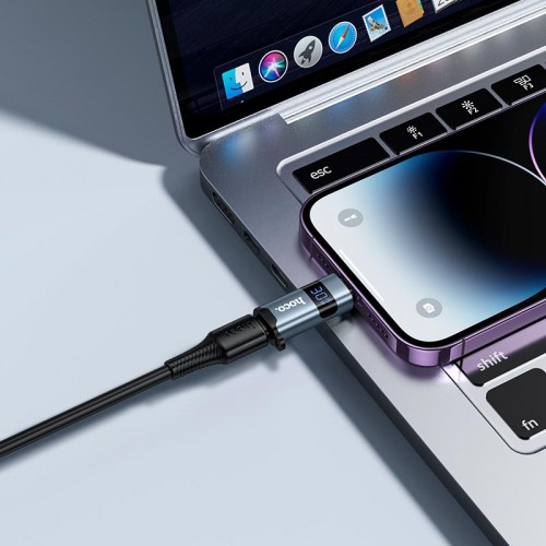 Перехідник HOCO Lightning male to Type-C female screen display adapter UA44 |PD 30W| grey