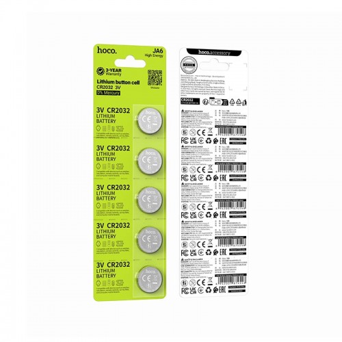 Батарейки Button battery HOCO JA6 CR2032 (5PCS) silver